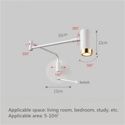LuxRoyale Modern Adjustable Metal Wall Sconce - Swing Arm Reading Light