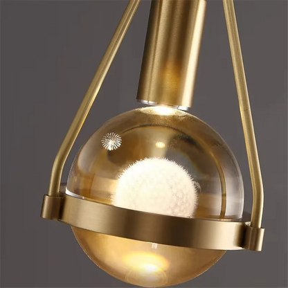 Royelux Nordic Gold Pendant Light with Crystal Globe, Modern Farmhouse Style