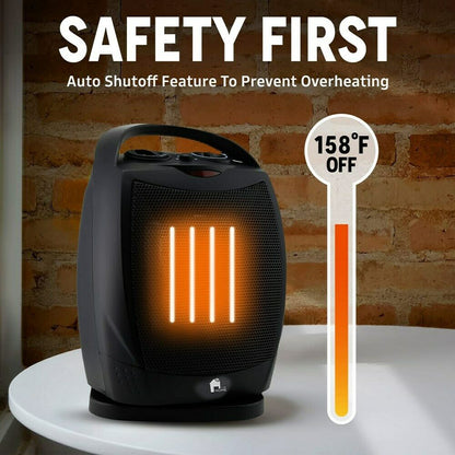 Royaleva Portable Electric Space Heater Super Quiet Oscillating Heater Fan Thermostat