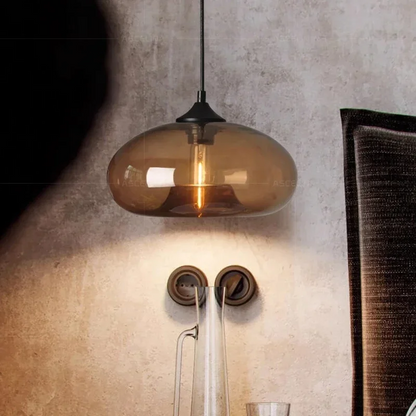 Rayvia Modern Red Colored Glass Pendant Light Hanging Kitchen Dining Fixture