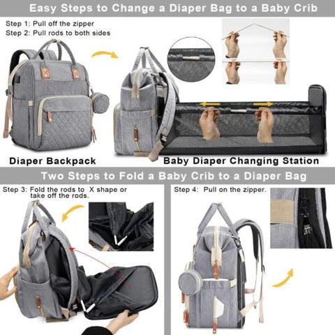 RoyaleGlow Changing Bag - Travelling Baby Cot Portable