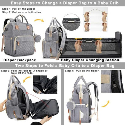 RoyaleGlow Changing Bag - Travelling Baby Cot Portable