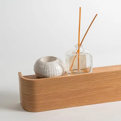 LuxRoyale Floating Oak Wall Shelf & Coat Rack with Concealed Hooks