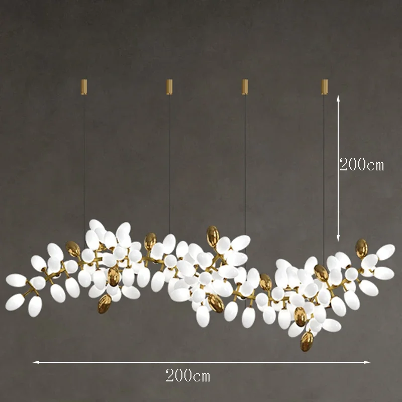 RoyaleGlow Golden Branch Modern Chandelier - Frosted Glass LED  Pendant Light Decor