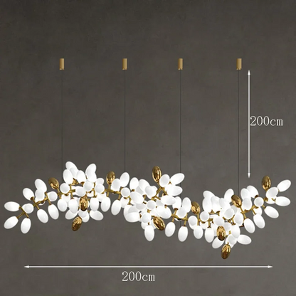 RoyaleGlow Golden Branch Modern Chandelier - Frosted Glass LED  Pendant Light Decor