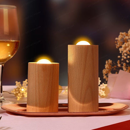 LuxRoyale Minimalist Wood LED Lamp- USB Rechargeable Warm Ambient Light