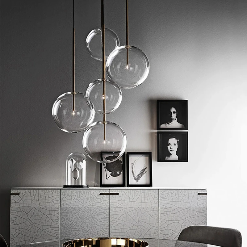 RoyaleGlow Modern Glass Globe Pendant Light for Bedroom & Kitchen