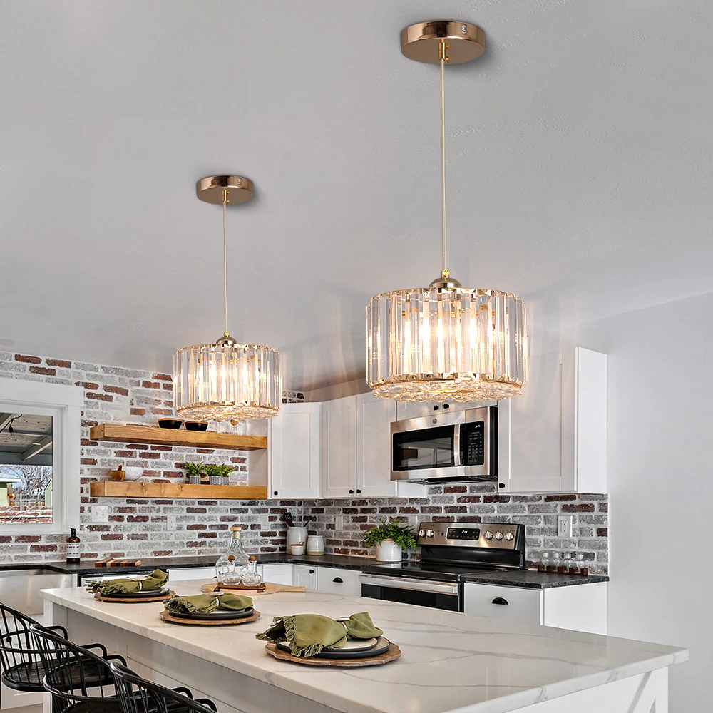 LuxRoyale Round Crystal Chandelier Pendant Light for Dining Room or Foyer