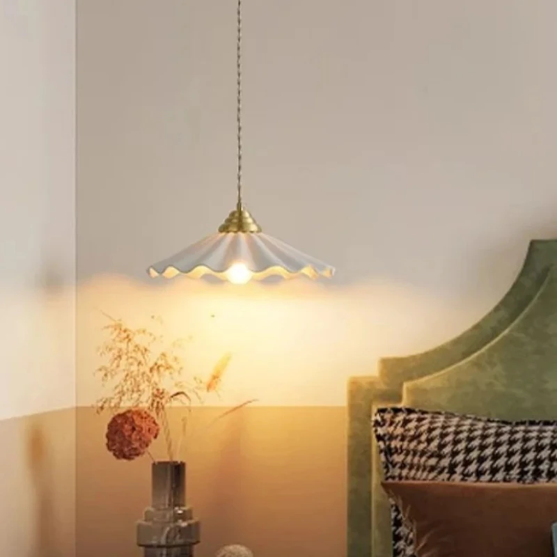 LuxRoyale White Ceramic Wavy Ceiling Pendant Light Fixture for Kitchen Island