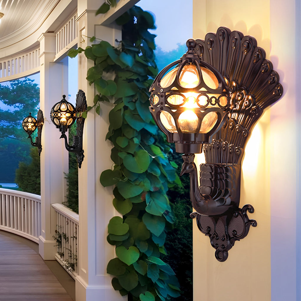 Luxora - European Style Retro Peacocks Waterproof Outdoor Wall Light - Colorful