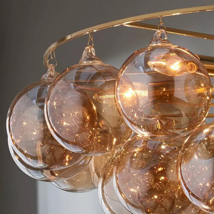 LuxRoyale Glass Bubble Chandelier-Modern Gold Orb Pendant Light Fixture