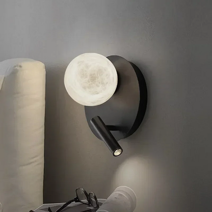 LuxRoyale Modern Alabaster Wall Sconce with Adjustable LED Reading Light