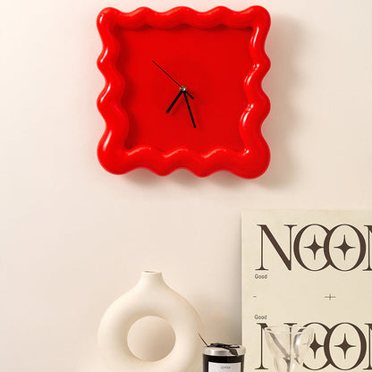 Lumora Sculptural Wall Clock with Wavy High-Gloss Frame