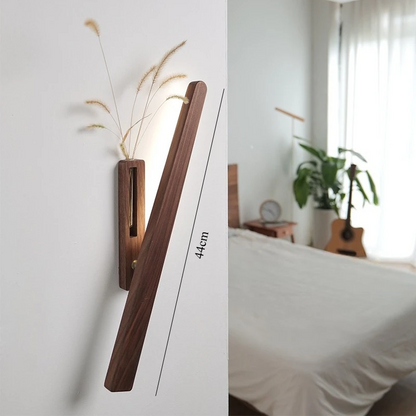 Royelux Rotating Wood Wall Sconce with Vase | Modern LED Light & Planter