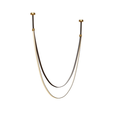 LuxRoyale Modern Leather Strap LED Chandelier - Dimmable Black Gold Chrome Finishes