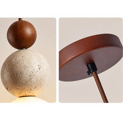RoyaleGlow Travertine Globe Pendant Light - Glass Hanging Lamp