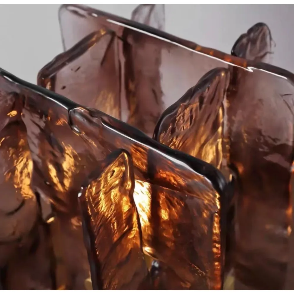 RoyaleGlow Amber Textured Artisan Glass Table Lamp - Dimmable Decorative Bedside Light