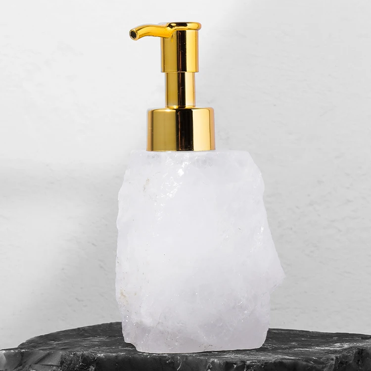 Royaleva Artisan Crystal Gravel Soap Dispenser with Gold Pump