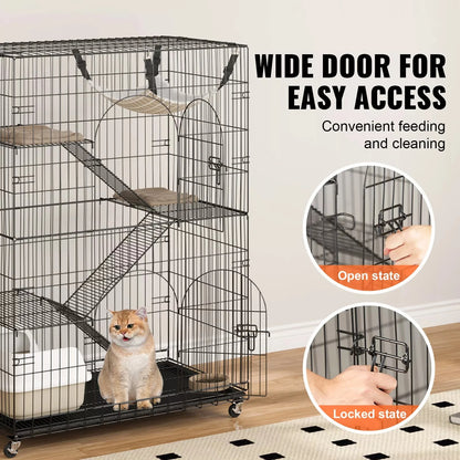 Royaleva Indoor Cat Cage Enclosure with 4 Tiers and Hammock