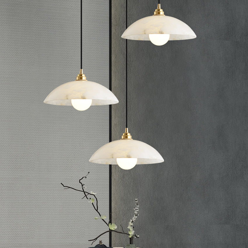 Royelux Alabaster Dome Pendant Light - Natural Stone Ceiling Fixture for Kitchen Island
