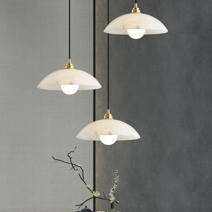 Royelux Alabaster Dome Pendant Light - Natural Stone Ceiling Fixture for Kitchen Island