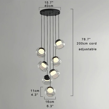 RoyaleGlow Modern Glass Globe Pendant Light Alabaster LED Lamp