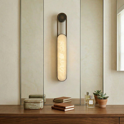 LuxRoyale Minimalist Alabaster Wall Sconce - Elegant Stone Glow LED Lighting Fixture