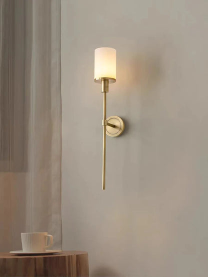 Royelux Modern Alabaster Wall Sconce - Elegant Transitional Brass & Glass Light
