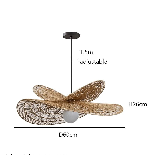 LuxRoyale Handwoven Rattan Pendant Light-Organic Petal Design Ceiling Lamp