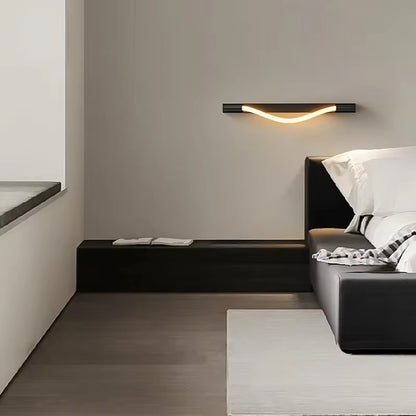 LuxRoyale Modern Black LED Wall Sconce - Flexible Wave Design for Ambient Lighting