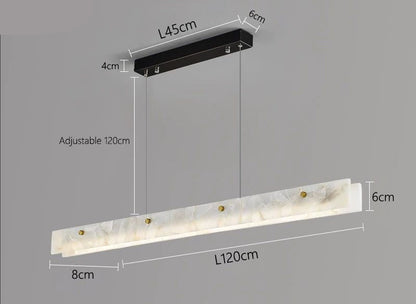 Royelux Modern Marble Linear Chandelier for Kitchen Island & Dining Room
