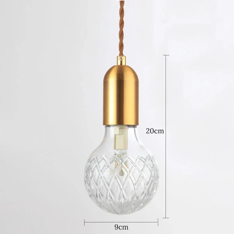 LuxRoyale Golden Brass Pendant Light with Diamond Cut Glass Shade