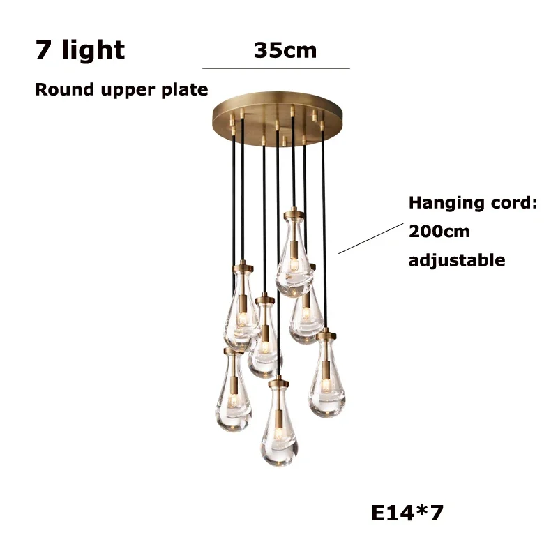 Royelux Artisan Teardrop Chandelier - Modern LED Glass Droplet Ceiling Light