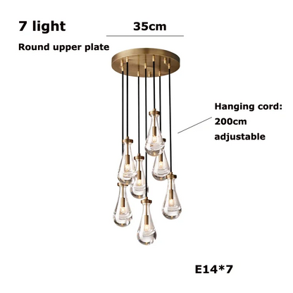 Royelux Artisan Teardrop Chandelier - Modern LED Glass Droplet Ceiling Light