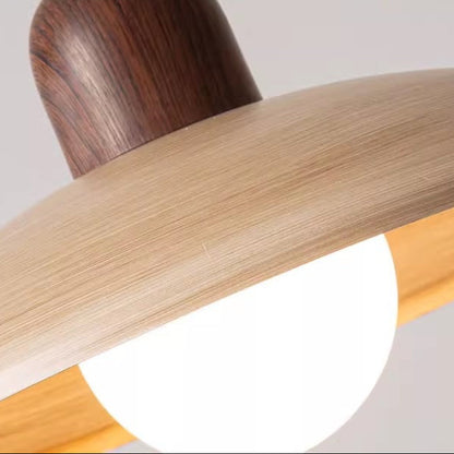 LuxRoyale Japanese Walnut Pendant Light, Wabi-Sabi Handcrafted Minimalist Fixture