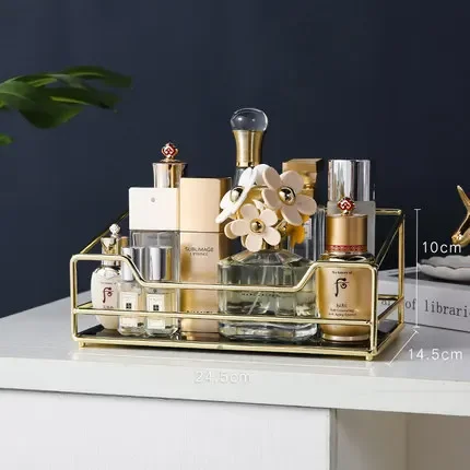 LuxRoyale 2-Tier 360 Rotating Gold Vanity Organizer for Perfume & Cosmetics