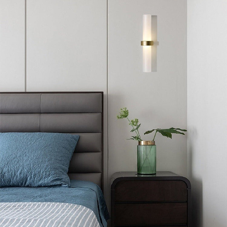 RoyaleGlow Modern Frosted Glass Tube Wall Sconce Warm White LED Light