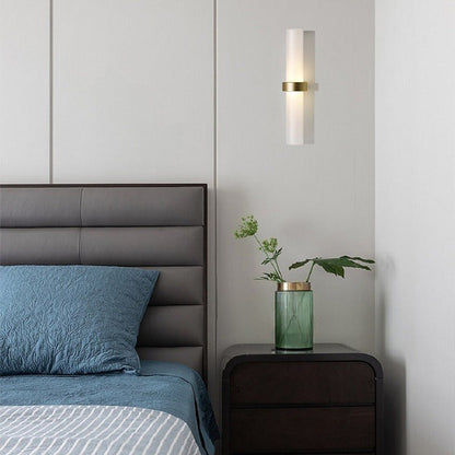 RoyaleGlow Modern Frosted Glass Tube Wall Sconce Warm White LED Light
