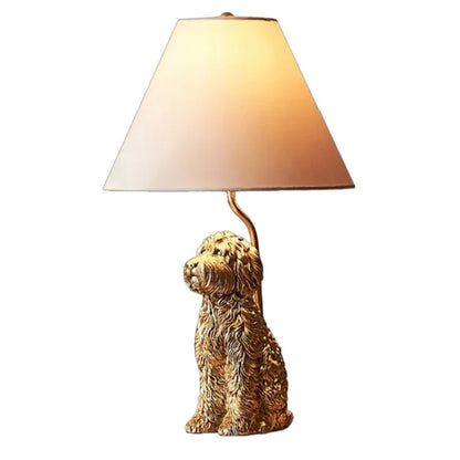 LuxRoyale Golden Doodle Dog Table Lamp - Elegant Resin Puppy Accent Light