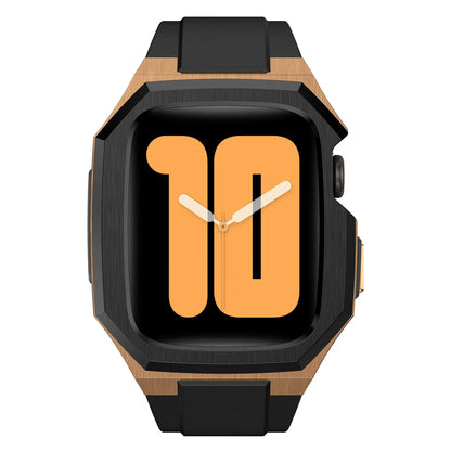 RoyaleGlow AP9009 Fluororubber Band Stainless Steel Case For Apple Watch