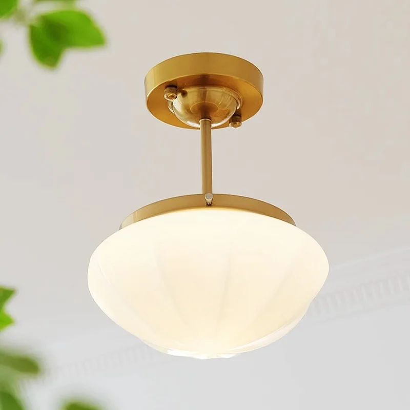 Royallure White Jade Glass Chandelier with Antique Copper Finish for Living Room & Entryway