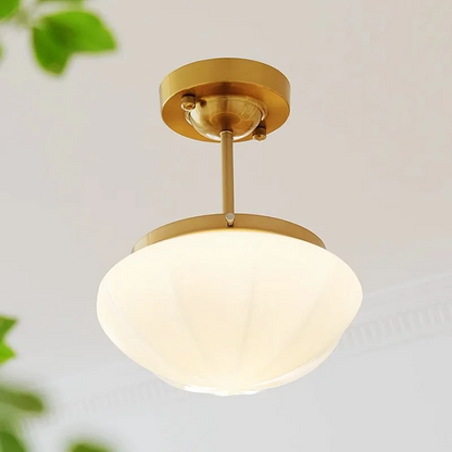 Royallure White Jade Glass Chandelier with Antique Copper Finish for Living Room & Entryway