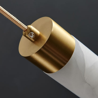 Royelux Alabaster Cylinder Pendant Light with Brass Accents - Modern Elegance