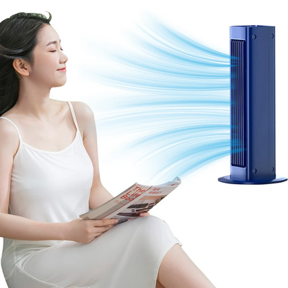 Royelux Bladeless Rechargeable Tower Fan with Remote Control & 3 Speeds for Quiet Cooling