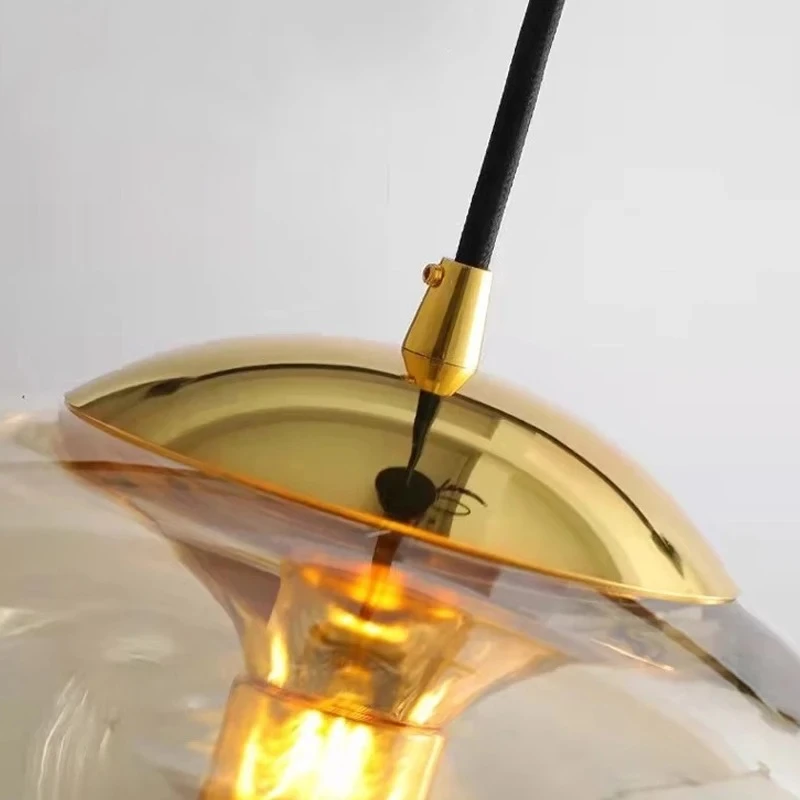 Royelux Modern Wave Pendant Light - Clear Glass  Hanging Fixture for Bedroom, Dining