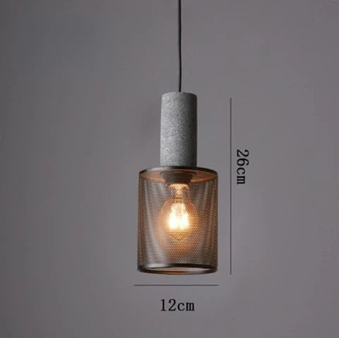 Royelux Industrial Concrete & Metal Pendant Light Fixture with Amber Glass Shade