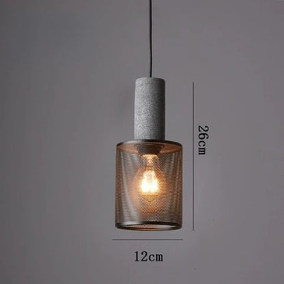 Royelux Industrial Concrete & Metal Pendant Light Fixture with Amber Glass Shade