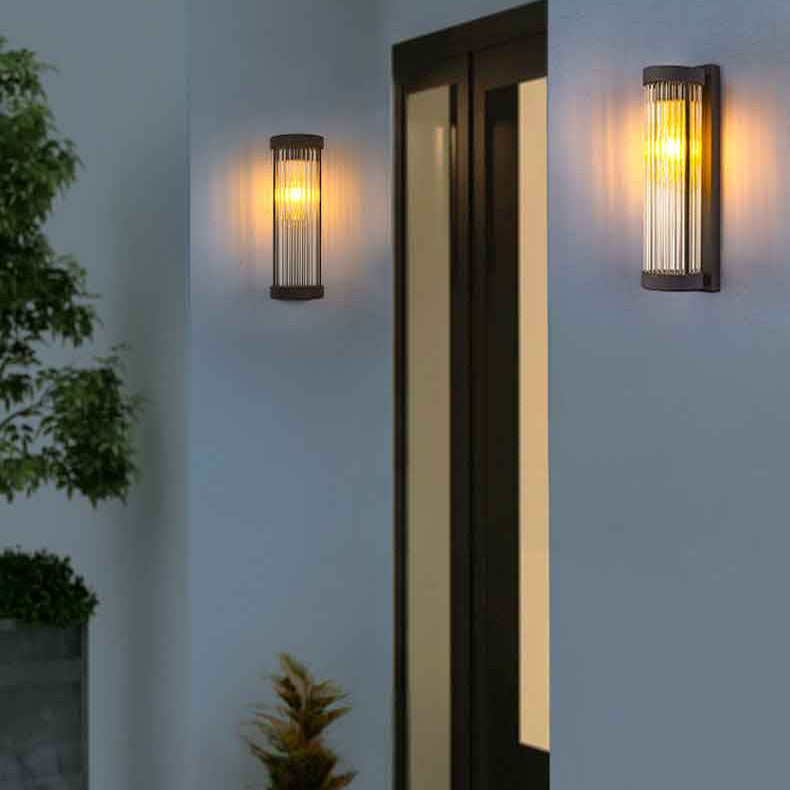 Royelux Solar Outdoor Vintage Ribbed IP65 Wall Sconce Light Fixture
