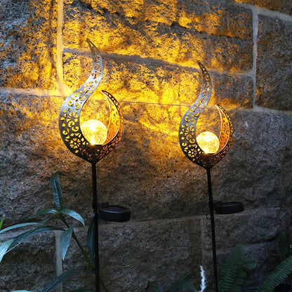 Rayvia Ornate Metal IP65 Solar Garden Stake Light with Cracked Glass Globe