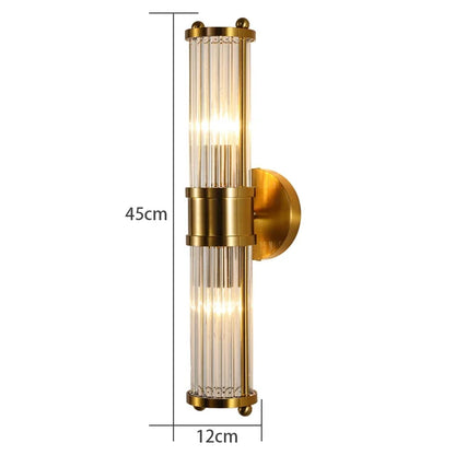 Rayvia Polished Brass Fluted Crystal Column Wall Sconce